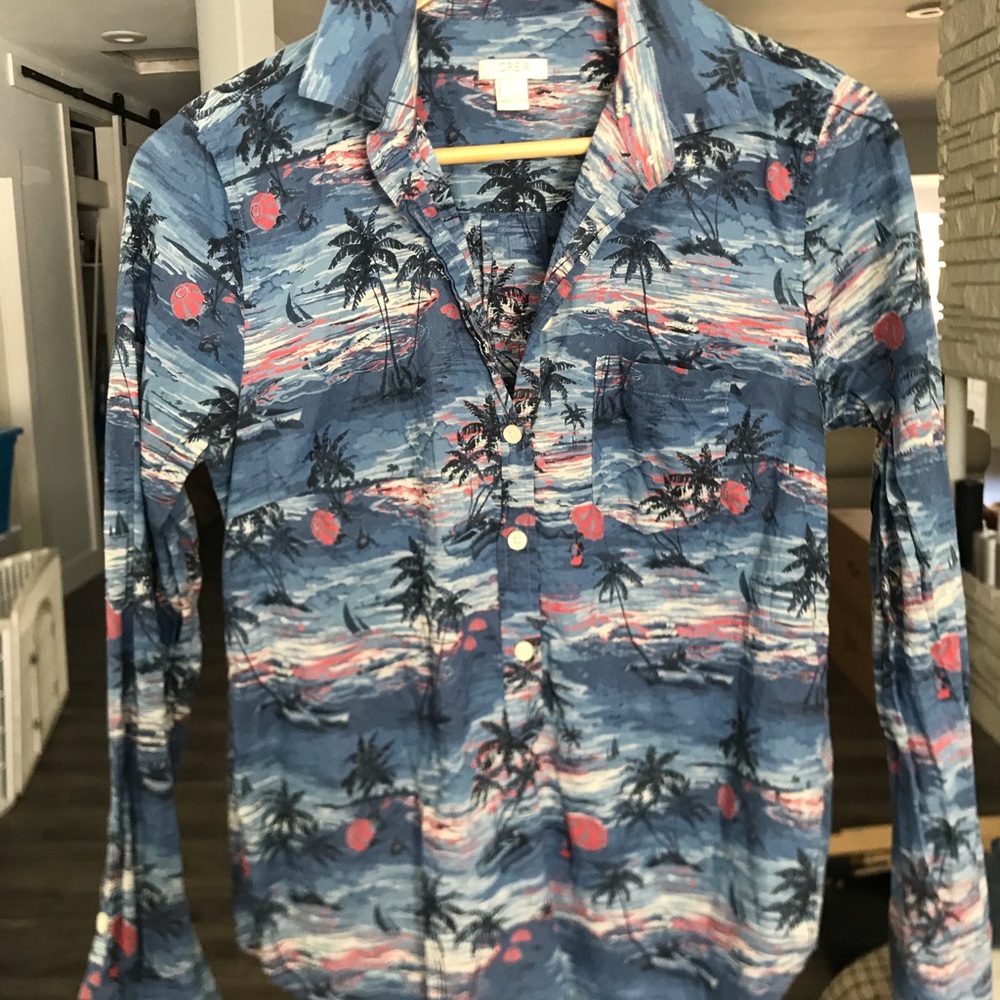 J. Crew Tropical Popover Button Down